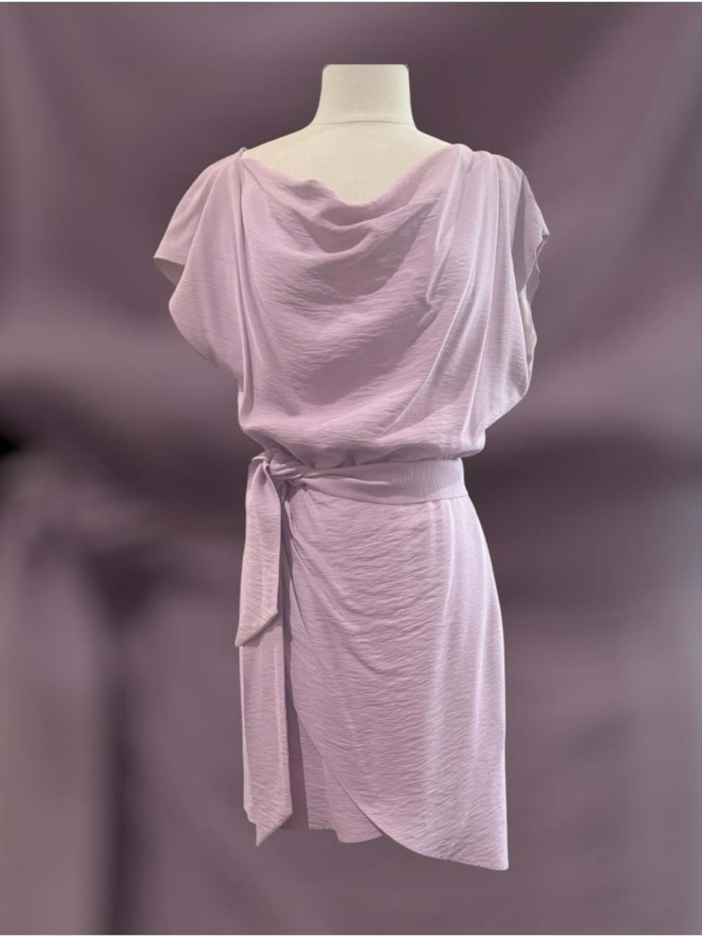 Wish Soft Lilac Mini Dress with Waist Tie